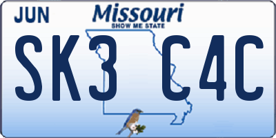 MO license plate SK3C4C