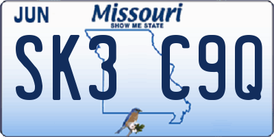 MO license plate SK3C9Q
