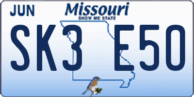 MO license plate SK3E5O