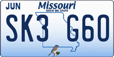MO license plate SK3G6O