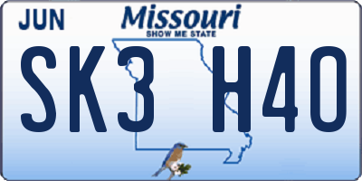 MO license plate SK3H4O