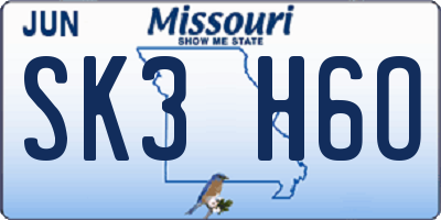 MO license plate SK3H6O
