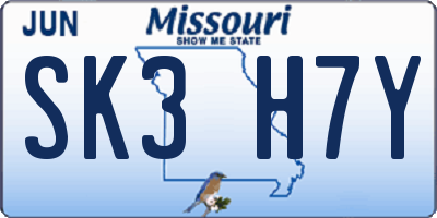 MO license plate SK3H7Y