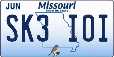 MO license plate SK3I0I