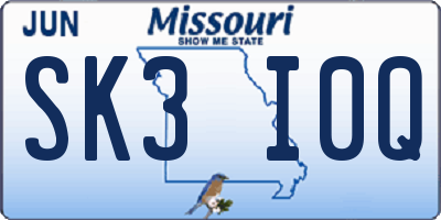 MO license plate SK3I0Q