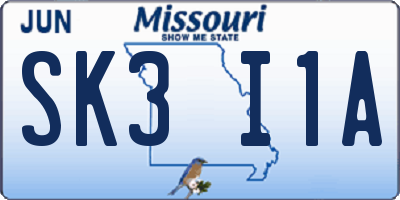 MO license plate SK3I1A