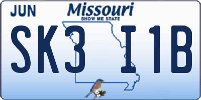 MO license plate SK3I1B