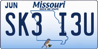 MO license plate SK3I3U