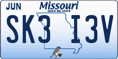 MO license plate SK3I3V