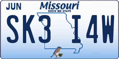 MO license plate SK3I4W