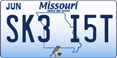 MO license plate SK3I5T