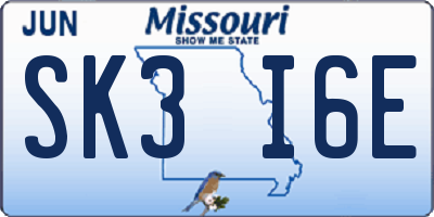 MO license plate SK3I6E