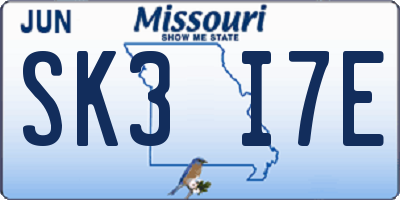 MO license plate SK3I7E