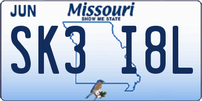 MO license plate SK3I8L
