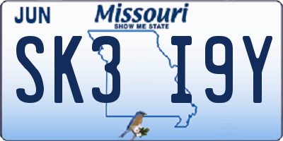 MO license plate SK3I9Y