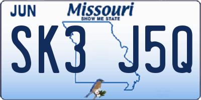 MO license plate SK3J5Q