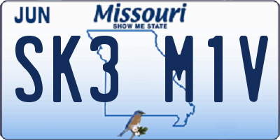 MO license plate SK3M1V