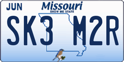 MO license plate SK3M2R