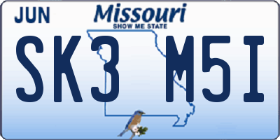 MO license plate SK3M5I