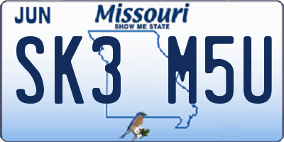 MO license plate SK3M5U