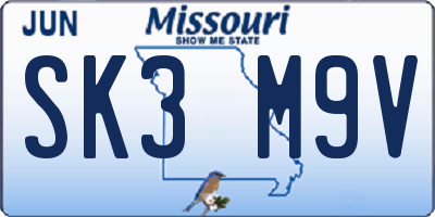 MO license plate SK3M9V