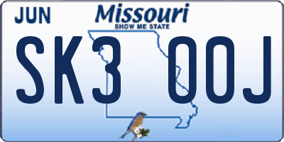 MO license plate SK3O0J