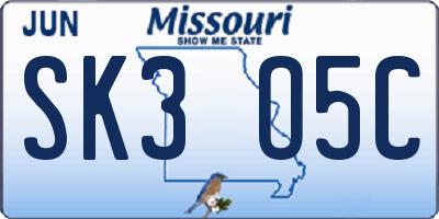 MO license plate SK3O5C