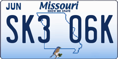 MO license plate SK3O6K