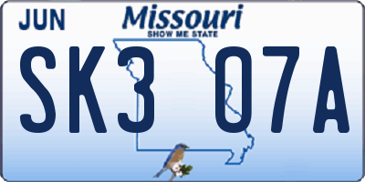 MO license plate SK3O7A