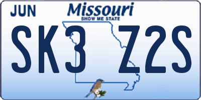 MO license plate SK3Z2S