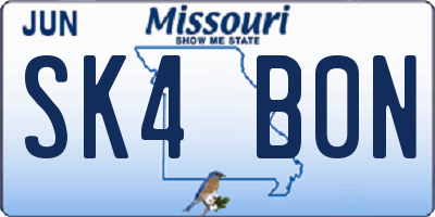 MO license plate SK4B0N