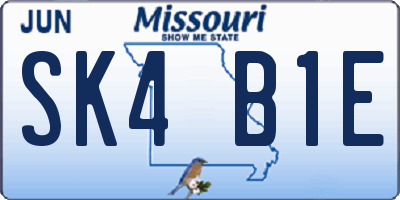 MO license plate SK4B1E