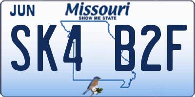 MO license plate SK4B2F