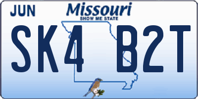 MO license plate SK4B2T