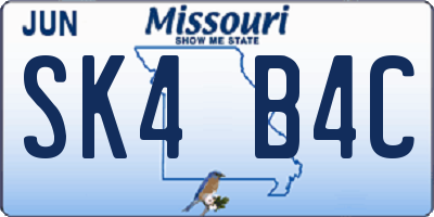 MO license plate SK4B4C