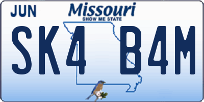 MO license plate SK4B4M