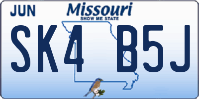 MO license plate SK4B5J