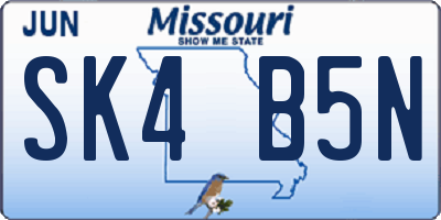 MO license plate SK4B5N