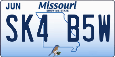 MO license plate SK4B5W