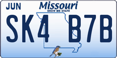 MO license plate SK4B7B
