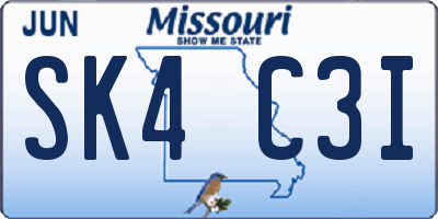 MO license plate SK4C3I