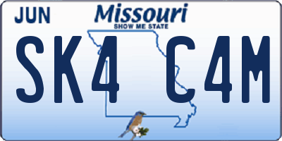 MO license plate SK4C4M