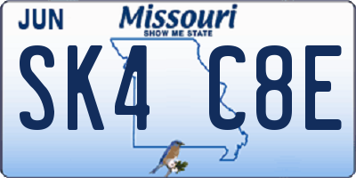 MO license plate SK4C8E
