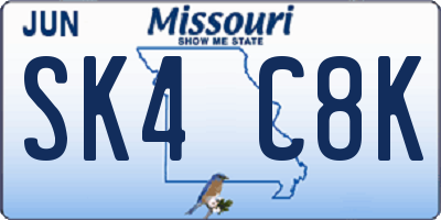MO license plate SK4C8K