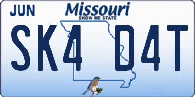 MO license plate SK4D4T