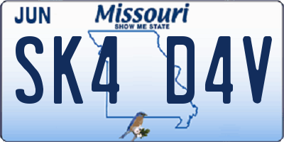 MO license plate SK4D4V