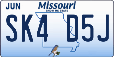 MO license plate SK4D5J