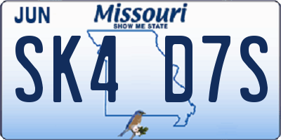 MO license plate SK4D7S