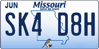 MO license plate SK4D8H