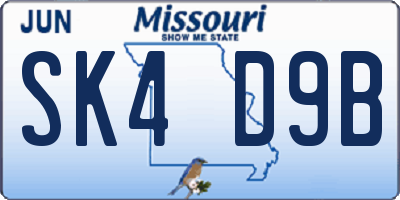 MO license plate SK4D9B